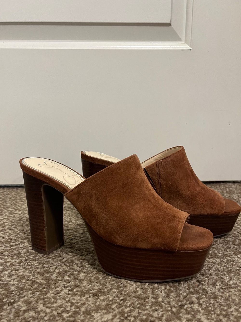 Jessica Simpson Brown Faux Suede Mules Women’s Size 6